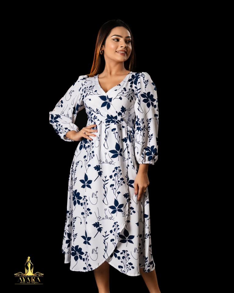 pink dress with white palm tree pattern (Copy) - Image 5